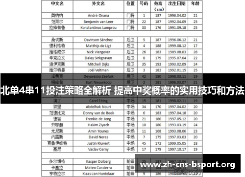 北单4串11投注策略全解析 提高中奖概率的实用技巧和方法